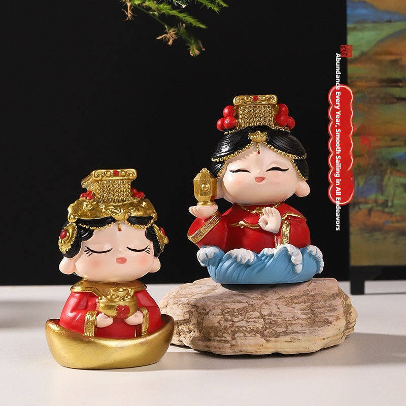 中国風の媽祖（まそ）の樹脂製置物。伝統的なデザインで、机やデ - Crafting Resin のレビューと価格